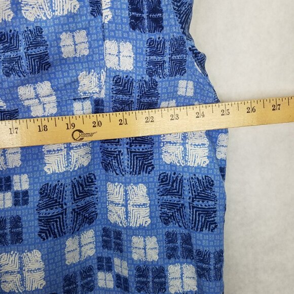 NAT NAST Button Up Shirt Men's XL Silk Blend Blue Square Hawaiian Short Sleeve - Picture 15 of 15